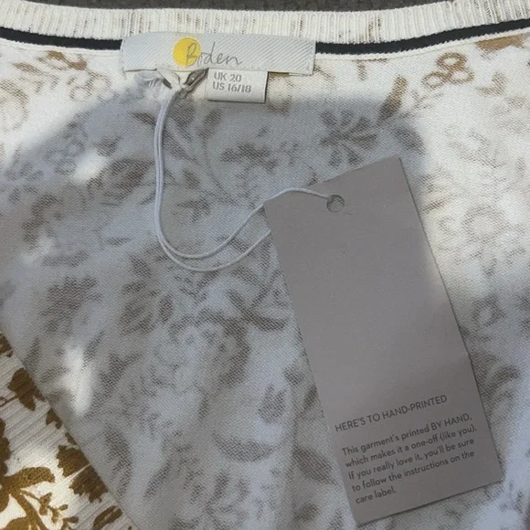 NWT Boden Printed Scoop Neck Shirt Frankincense, Flora Charm 16/18 - Picture 3 of 4